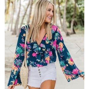 gave you my heart navy floral blouse